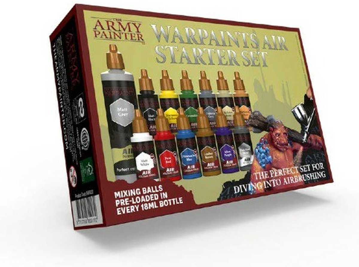 The Army Painter Warpaints Air Starter Set, 12 Warpaints in 18 ml druppelflessen (inclusief 1 metallic, 1 grijze 100 ml primer), acrylverf niet-giftige airbrushverf op waterbasis Acrylverfset — afbeelding 5