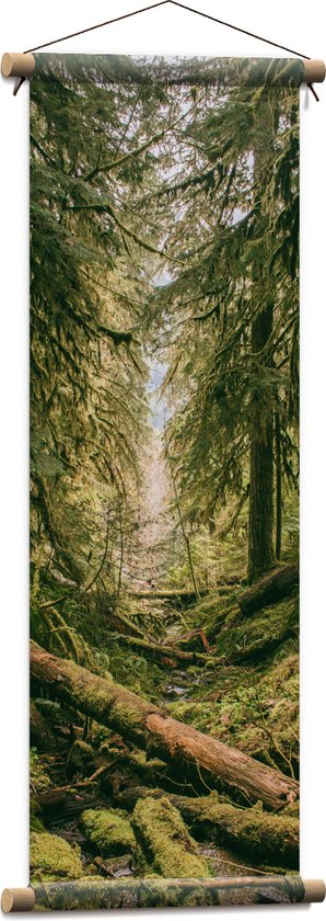 WallClassics - Textielposter - Omgevallen Groene Bomen - 30x90 cm Foto op Textiel