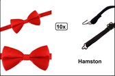 10x Vlinder strik rood - Hamston - Festival thema feest party gala feest hollywood
