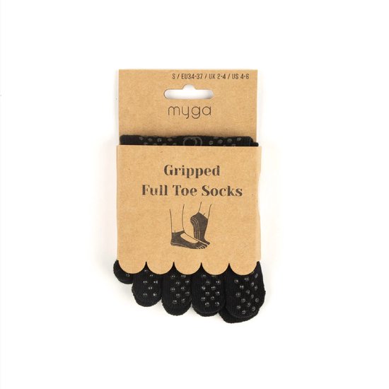 Myga Yoga Teensokken Antislip Maat S - Zwarte Grip Sokken van Myga — afbeelding 2