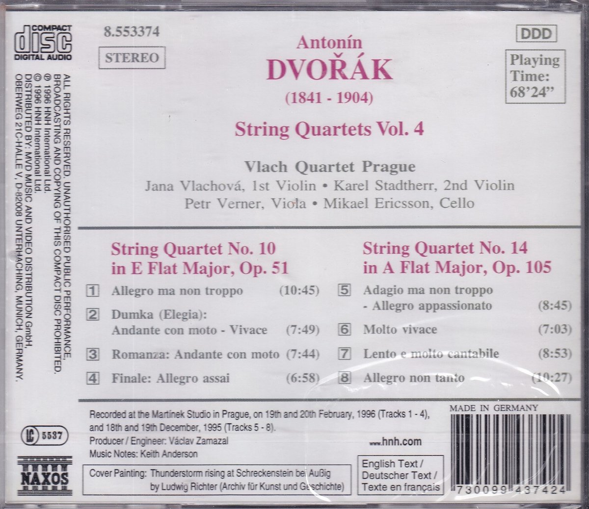 String Quartets no 10 and 14 Antonin Dvorak Vlach Quartet Prague