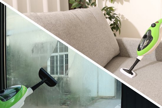 Swiss Pro+ Stoomreiniger 10 in 1 Handstomer - Met Opzetstukken Voor Alle Vloeren, Bank, Badkamer En Tapijt - Groen