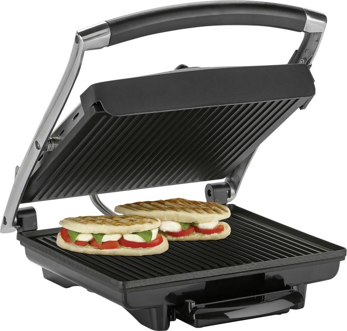 Contact grill extra groot– Panini Grill XXL Regelbare thermostaat tosti apparaat– Zwart RVS- contact grill- multifunctioneel- contactgrill- tostiapparaat