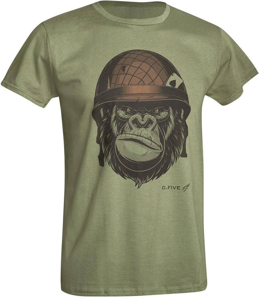 D.five T-shirt Monkey With Helmet Heren Katoen Groen Maat M