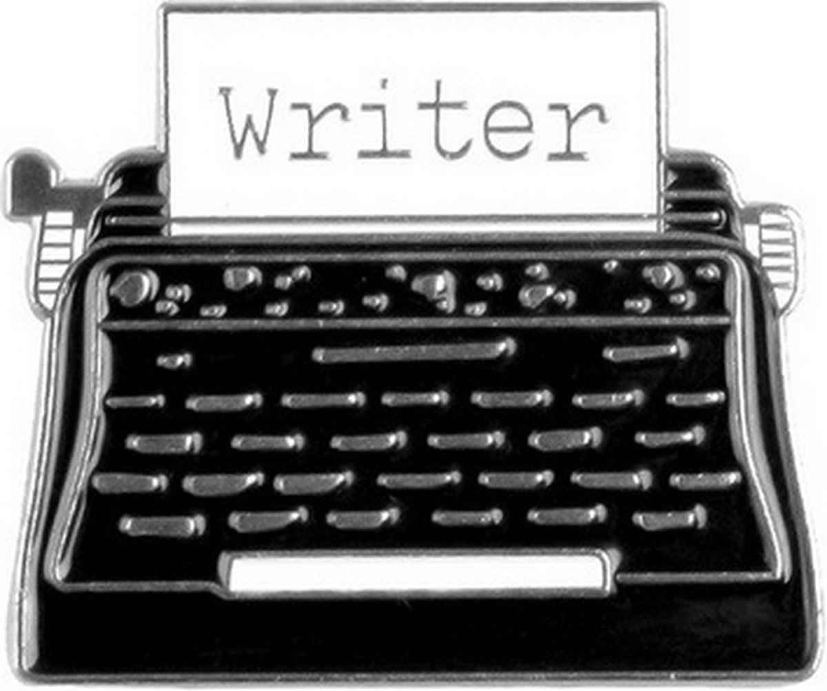 Pin ''writer'' schrijver, typmachine, broche, kledingspeld
