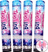 Gender Reveal Rookkanon Roze Meisje - 4-pack - Confetti Kanon - Feest Shooter - Gender Reveal Party - Confetti & Rook - Premium Kwaliteit