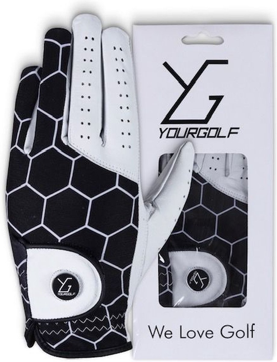 YourGolf golfhandschoen heren zwart XL - met marker