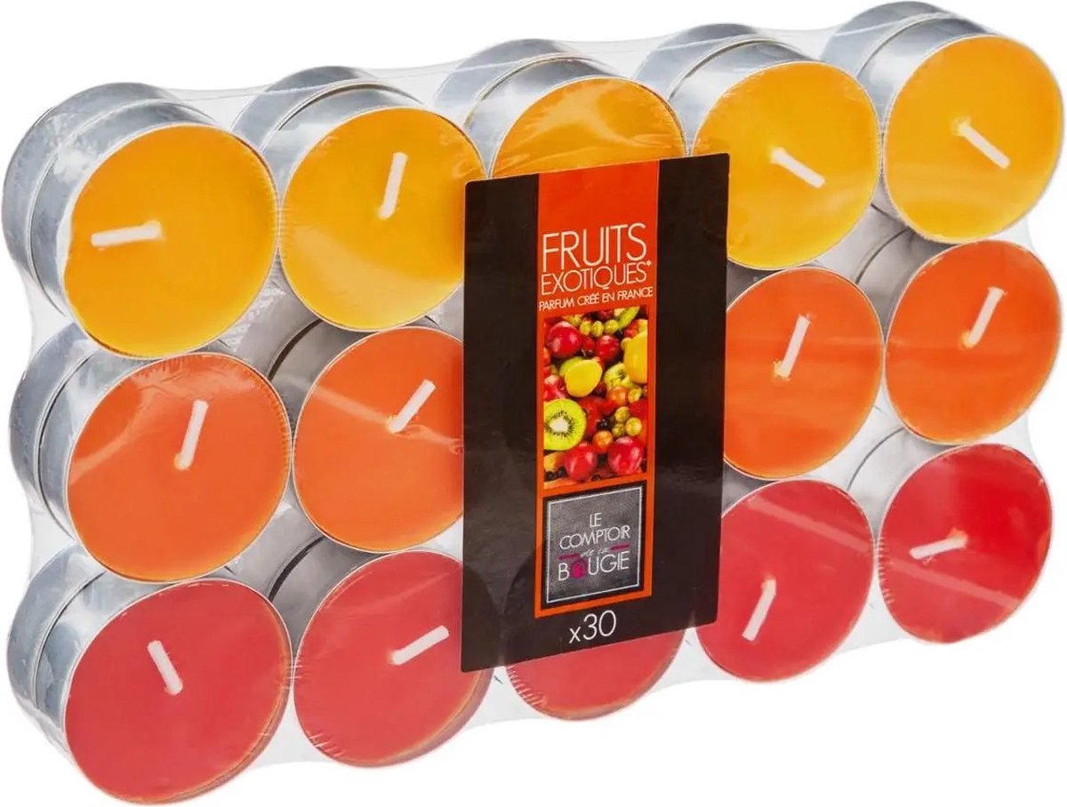Atmosphera Geurkaars waxine/theelichtjes - 30x - Tropisch fruit - 3,5 branduren Fruits exotiques