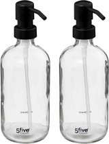 5five Distributeurs de savon en verre / distributeurs de savon - 2x pièces - 450 ml