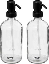 5five Zeeppompjes/zeepdispensers van glas - 2x stuks - 450 ml