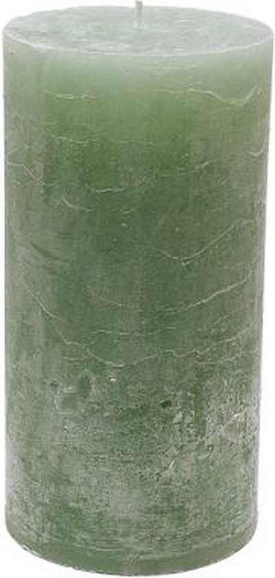 Bougie pilier - vert clair - 7x20cm - paraffine - lot de 2