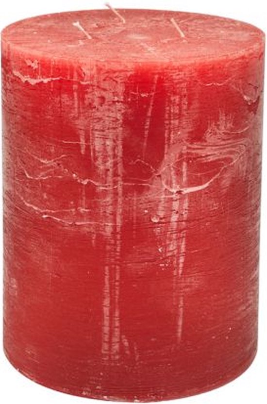 Stompkaars - rood - 15x20cm - 3 lonten - parafine - set van 2