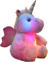 Knuffelbeer 25cm unicorn rainbow - LED Licht - lichtgevende Teddybeer - unicorn knuffel regenboog 25 cm - lichtgevende knuffel rainbow