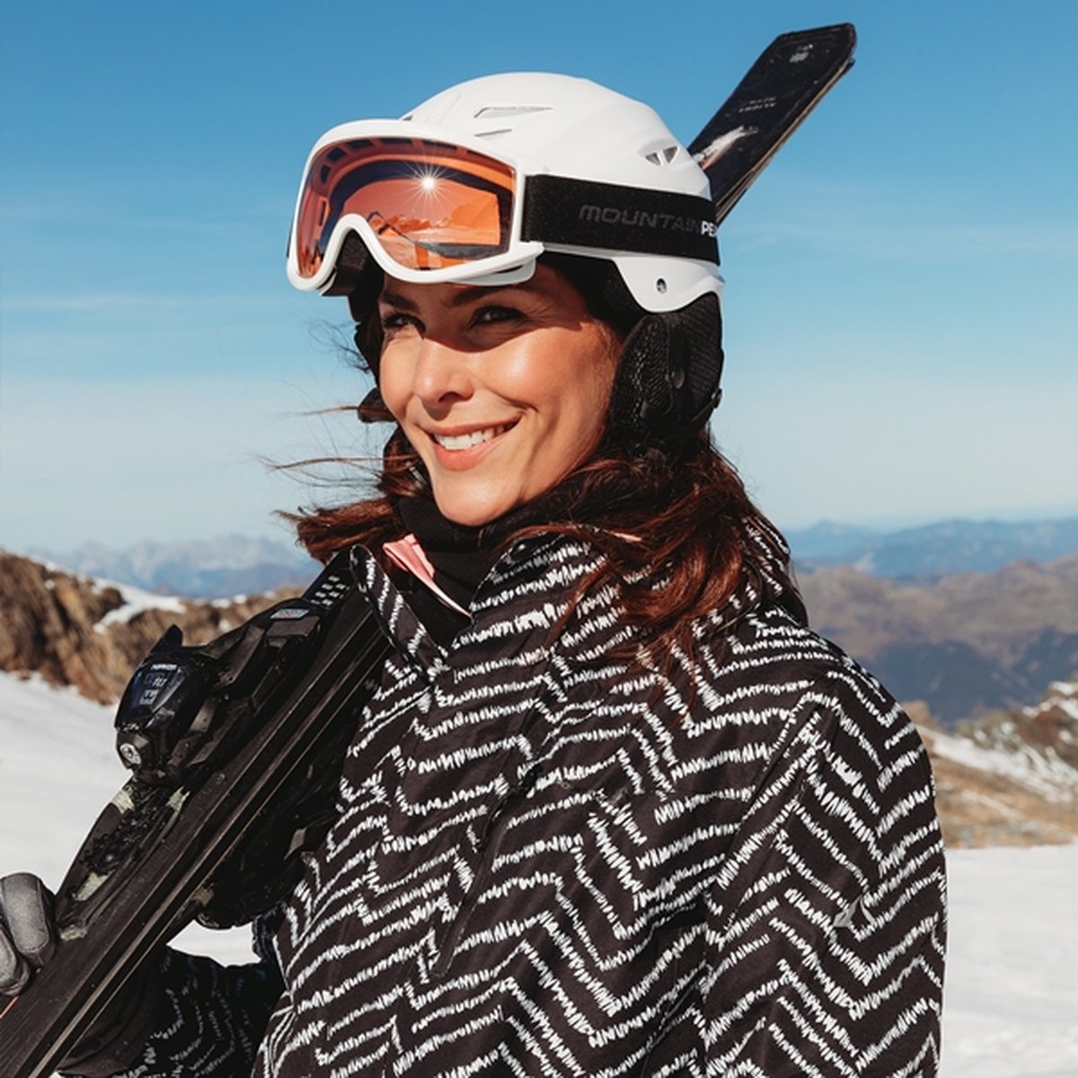 Mountain Peak dames ski-jas met streepjesprint - Zwart - Maat M | bol.com