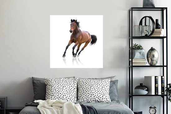 Muurstickers - Sticker Folie - Paard - Bruin - Wit - 100x100 cm - Plakfolie - Muurstickers Kinderkamer - Zelfklevend Behang XXL - Zelfklevend behangpapier - Stickerfolie