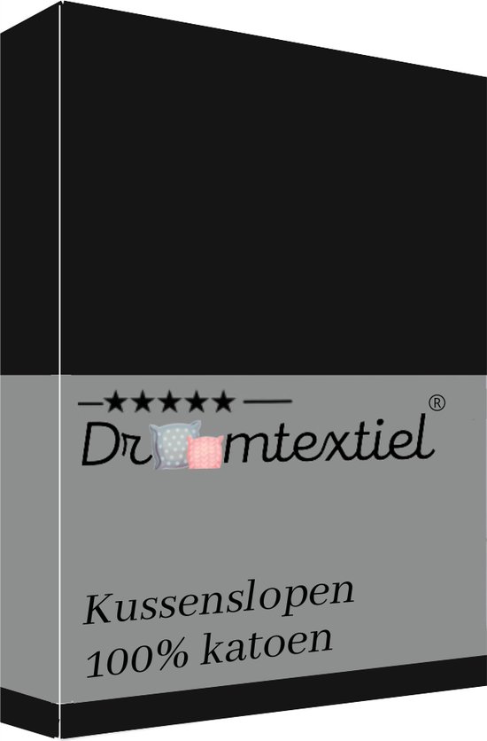 Droomtextiel Hotelkwaliteit Kussenslopen - Zwart - Set van 4 Stuks 60x70cm - 100% Hoogwaardige Katoen - Droomtextiel