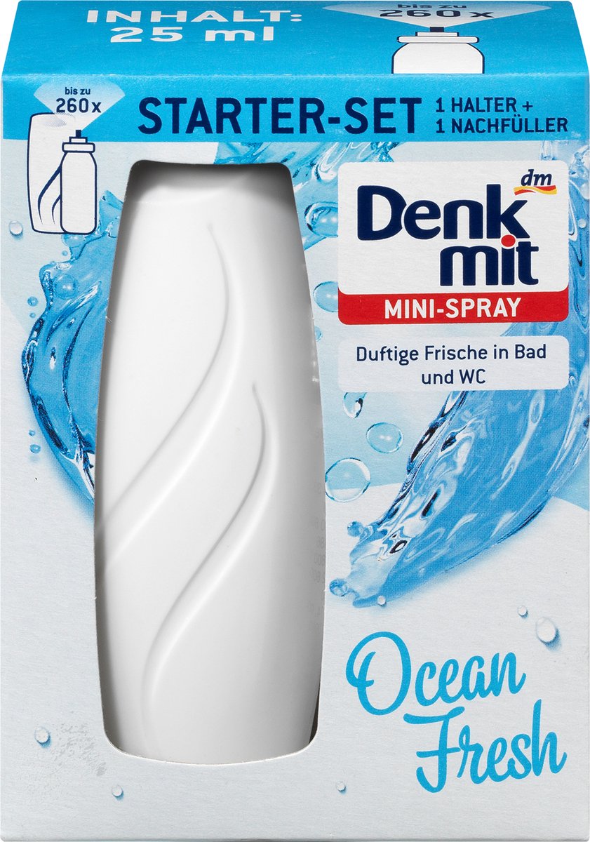 Denkmit Luchtverfrisser Mini Spray Ocean Fresh met houder, 25 ml