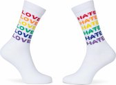ALLPRIDE LGBTQIA regenboog rainbow pride sokken socks maat 41/46 wit love hate