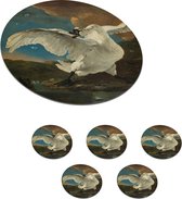 Onderzetters voor glazen - Rond - Zwaan - Oude meesters - Jan Asselijn - 10x10 cm - Glasonderzetters - 6 stuks