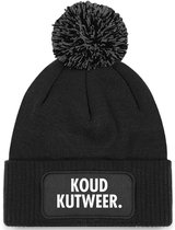 Wintermuts zwart met pompoen - Koud kutweer - soBAD. | Wintersport | Après ski outfit Warme Muts voor Volwassenen | Heren en Dames Beanie