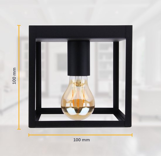 LEDUXA | Plafonnier noir | incl. Source de lumière | décoratif | plafonniers industriels | métaux | Raccord E27 | 4 W | 320lm | 2 400 000