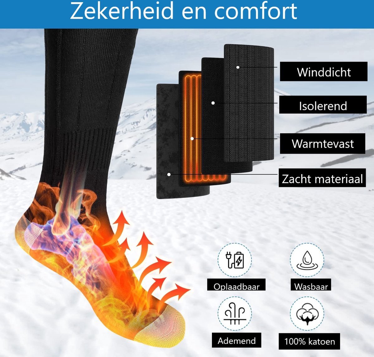 Chaussettes homme 6 paires - Chausettes thermique en Katoen - Chaussettes  d'hiver