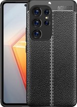 Mobigear Hoesje geschikt voor Samsung Galaxy S23 Ultra Telefoonhoesje Flexibel TPU | Mobigear Luxury Backcover | Galaxy S23 Ultra Case | Back Cover - Zwart