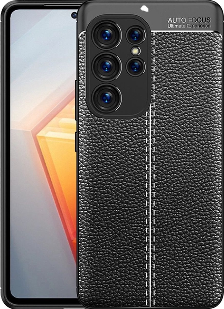 Mobigear Hoesje geschikt voor Samsung Galaxy S23 Ultra Telefoonhoesje Flexibel TPU | Mobigear Luxury Backcover | Galaxy S23 Ultra Case | Back Cover - Zwart