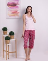 VANILLA - Bonsoir dames pyjama - Pyjamasets - Tweedelig - Viscose - Roze - PJ1525 - XL