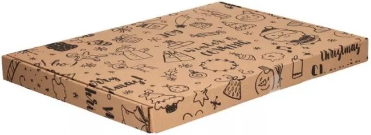 Brievenbusdoos - Winter A5+ | 25,5 x 16 x 2,8 cm | Feestverpakking | Brievenbusdoosjes | Bruin