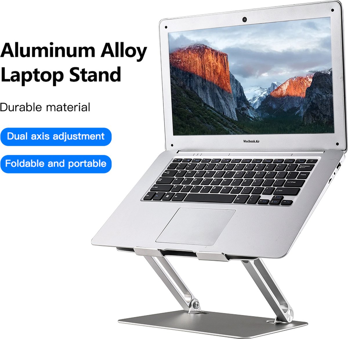 Zacro Laptop Standaard - Inklapbaar en Verstelbaar - 10-17inch - Tablet Houder - Ergonomisch - Aluminium - Zilver