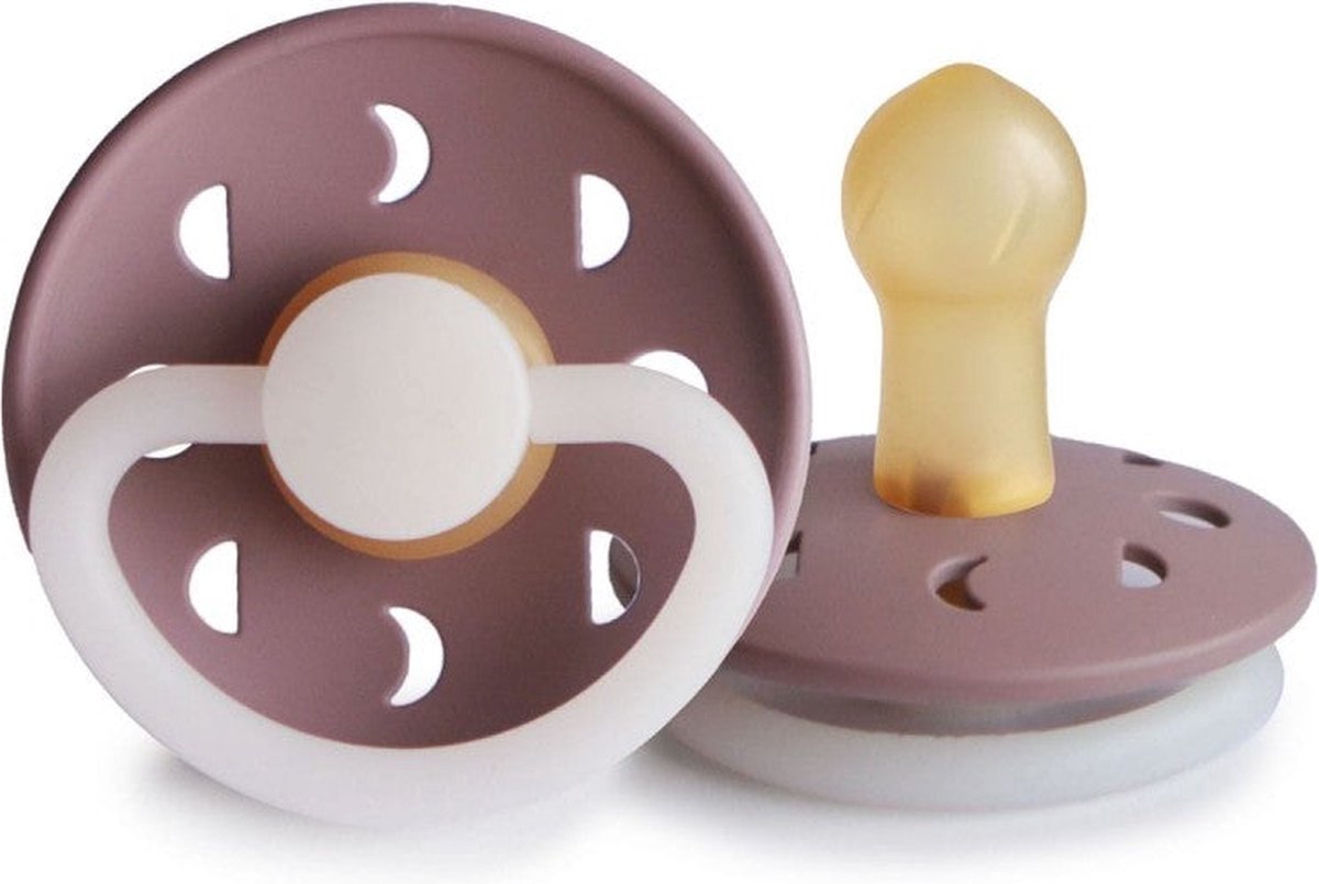 Goedkoopste Frigg Moon Latex Fopspeen 6 M | Twilight Mauve Night