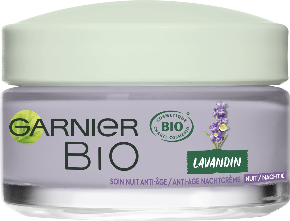 Garnier Bio Anti-Age Lavendel Nachtcrème - 50 ml - Biologische anti-rimpel nachtcrème voor ieder huidtype - Garnier