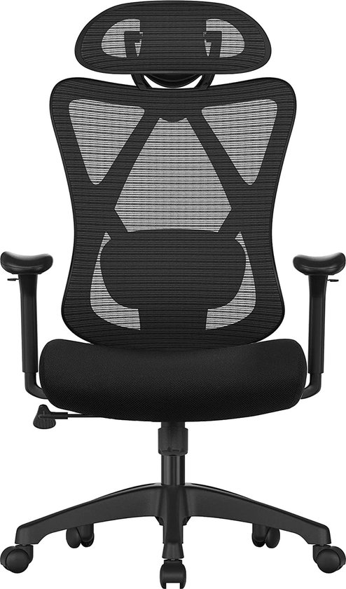 Chaise de bureau - chaise d'ordinateur - chaise en résille - support lombaire et appuie-tête réglables - chargeable jusqu'à 150 kg