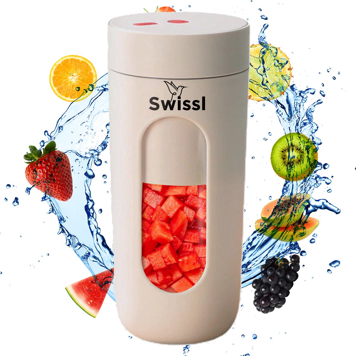 Swissl Blender to go – Mini blender – draagbaar – draadloos – portable – smoothie maker juicer 300ml wit