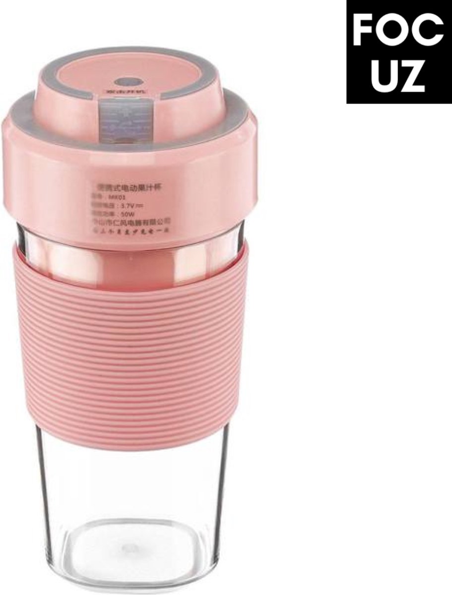Focuz© Draagbare Blender – Blender To Go – Mini Blender – 300 ml Inclusief USB Kabel Roze