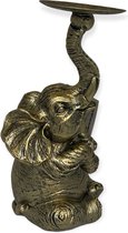 Kandelaar - Kaarshouder - Olifant - Brons - Decoratief beeld - Voor stompkaars - 10x10x 22cm