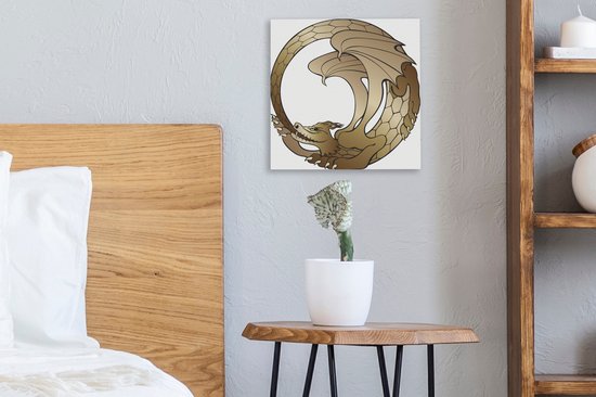 Illustration d'un ouroboros avec un dragon brun 20x20 cm - petit - Tirage photo sur toile (Décoration murale salon / chambre) / Peintures sur toile Animaux