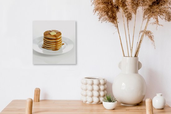 Pile de crêpes au beurre et au sirop toile 2cm 20x20 cm - petit - Tirage photo sur toile (Décoration murale salon / chambre)