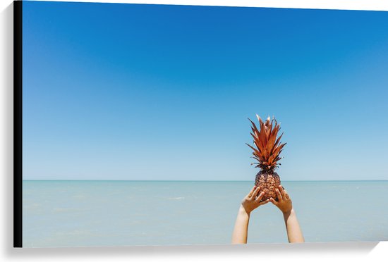 WallClassics - Canvas  - Ananas boven de Zee - 90x60 cm Foto op Canvas Schilderij (Wanddecoratie op Canvas)