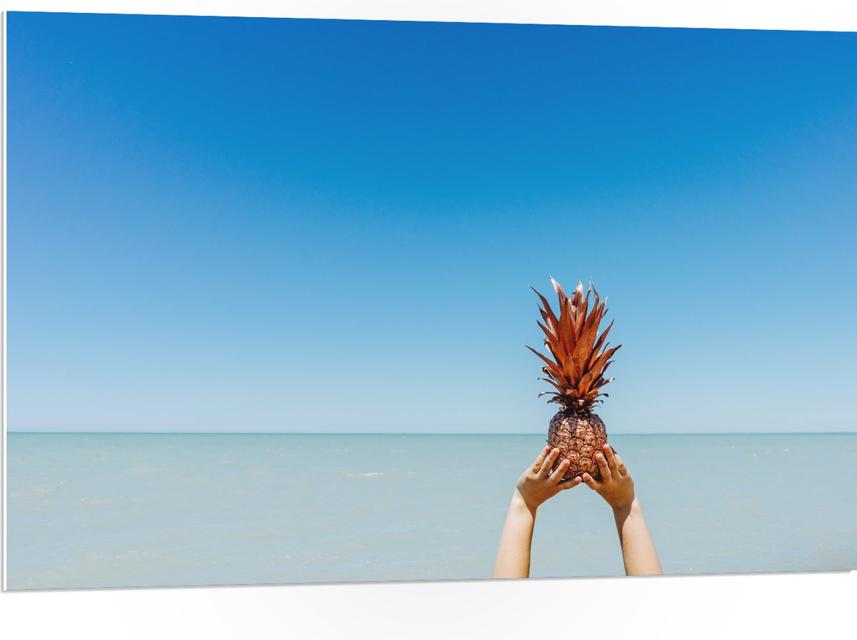 PVC Schuimplaat- Ananas boven de Zee - 105x70 cm Foto op PVC Schuimplaat
