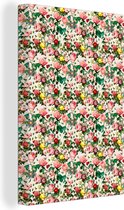 Canvas Schilderij Bloemen - Collage - Kleuren - 40x60 cm - Wanddecoratie