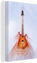 Canvas Schilderij Een elektrische gitaar in de lucht - 40x60 cm - Wanddecoratie