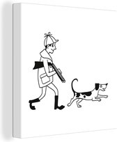 Une illustration d'un chasseur avec un chien de chasse sur toile 20x20 cm - petit - Tirage photo sur toile (Décoration murale salon / chambre)