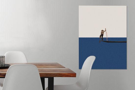 Toile - Abstrait - Bateau - Mer - Texte - Chapeau - Abstrait - 60x80 cm - Canvasdoek - Peinture sur toile