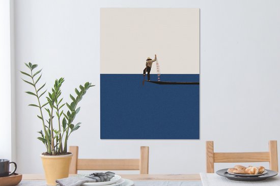 Toile - Abstrait - Bateau - Mer - Texte - Chapeau - Abstrait - 60x80 cm - Canvasdoek - Peinture sur toile