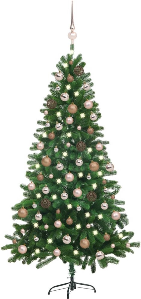Prolenta Premium - Kunstkerstboom met LED's en kerstballen 180 cm groen