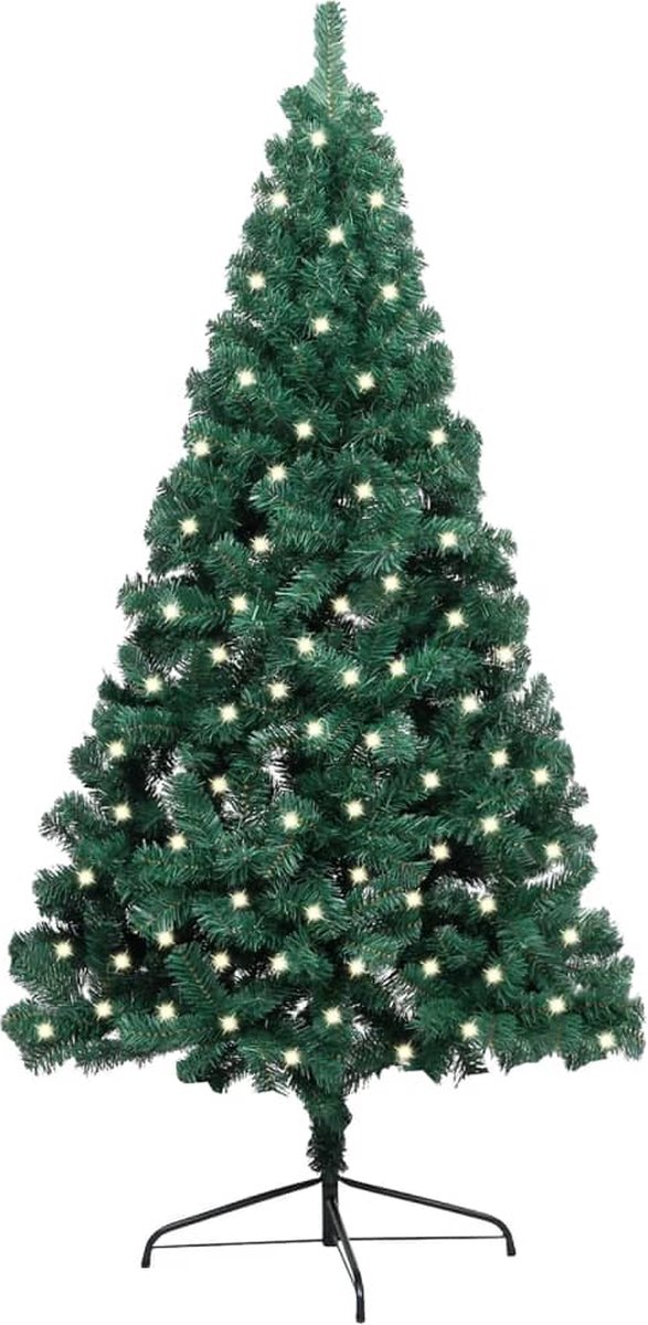 Prolenta Premium - Kunstkerstboom met LED's en standaard half 240 cm PVC groen