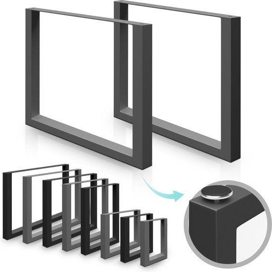 Miadomodo Set van 2 Tafelpoten - Metaal - Frame - Antraciet - U-vorm - 100 x 72 cm