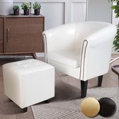 Miadomodo Chesterfield Fauteuil - Incl. Hocker - Relax Stoel - Clubfauteuil - Wit